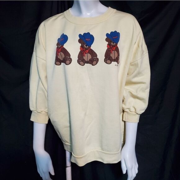 Vintage Ala Wishes Cowboy Teddy Bear Sweatshirt OS - Picture 3 of 6